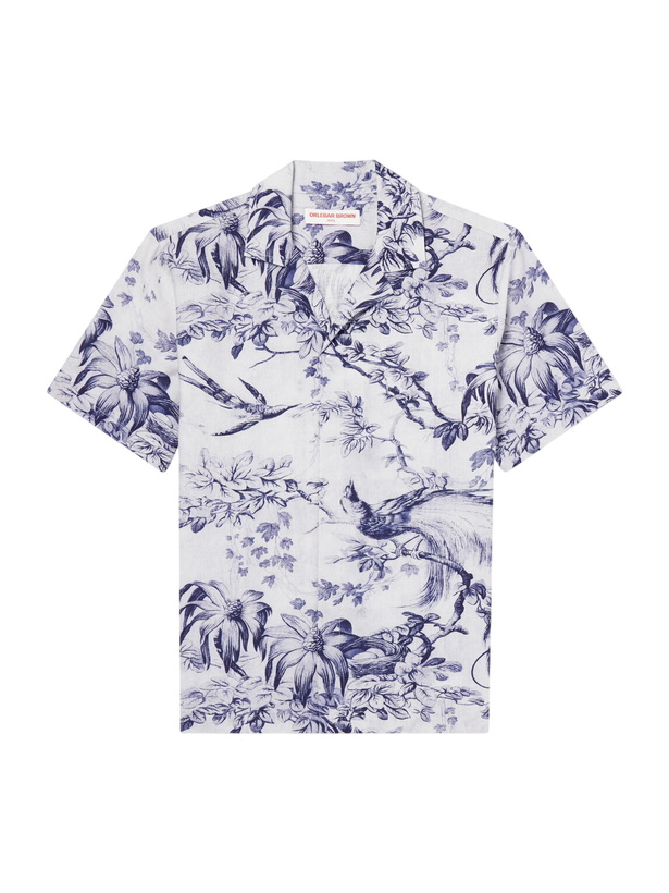 Photo: Orlebar Brown - Maitan Camp-Collar Printed Linen Shirt - Blue