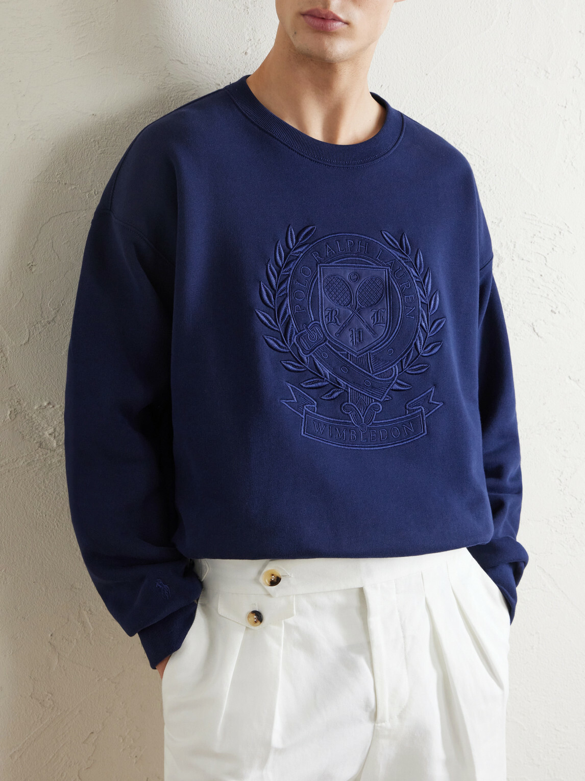 Polo Ralph Lauren - Wimbledon Logo-Embroidered Cotton Sweatshirt - Blue