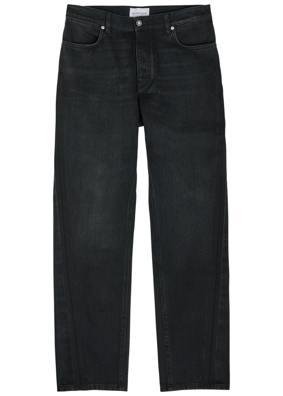 Givenchy - Zip-Detailed Painted Crackled Denim Jeans - Black Givenchy