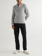 TOM FORD - Ribbed Cashmere and Linen-Blend Henley Sweater - Gray