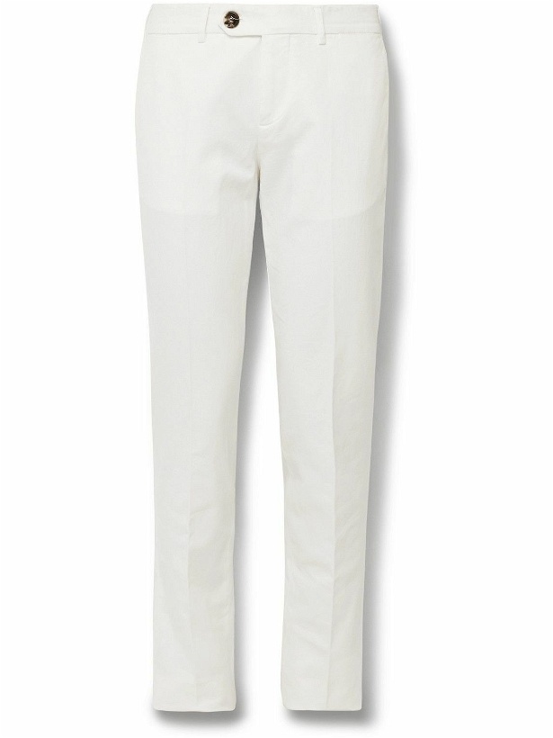 Photo: Brunello Cucinelli - Slim-Fit Cotton-Gabardine Trousers - White