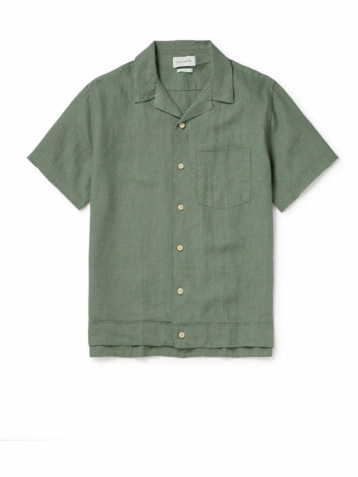 Photo: Oliver Spencer - Camp-Collar Linen Shirt - Green