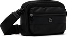 Hugo Black Stacked-Logo Twill Crossbody Bag