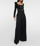 Costarellos Lamarr embellished ribbed-knit top