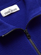 Stone Island - Logo-Appliquéd Ribbed Cotton Zip-Up Cardigan - Blue