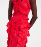 Shushu/Tong Bow-detail ruffled linen midi dress
