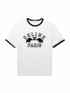 CELINE - Slim-Fit Logo-Flocked Cotton-Jersey T-Shirt - Neutrals