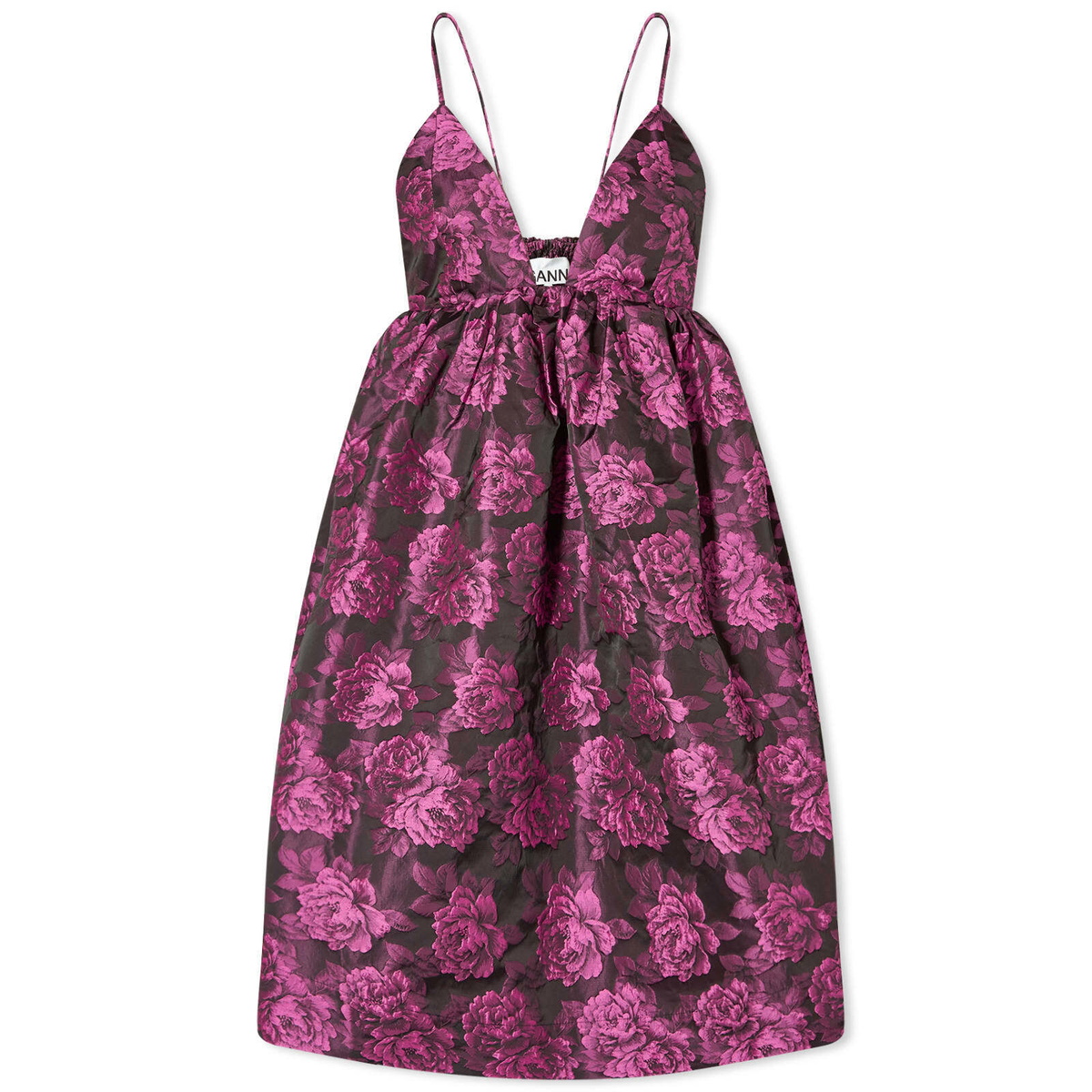 GANNI Women's Botanical Jacquard Mini Strap Dress in Cone