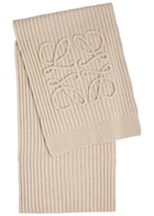 Loewe Anagram Ribbed Wool Scarf - Cream - One Size