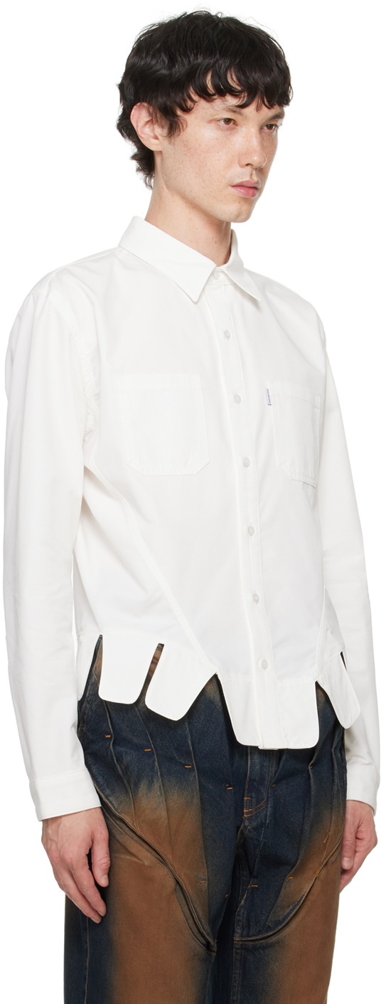 Juntae Kim White Square Petal Corset Shirt