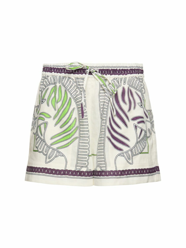 Photo: TORY BURCH Printed Linen Camp Shorts