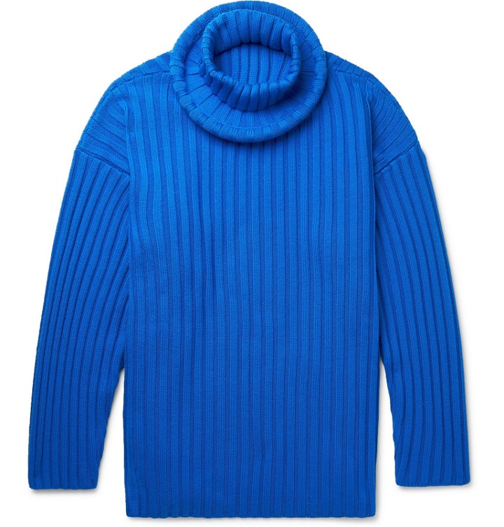 Photo: Balenciaga - Ribbed Wool Rollneck Sweater - Blue