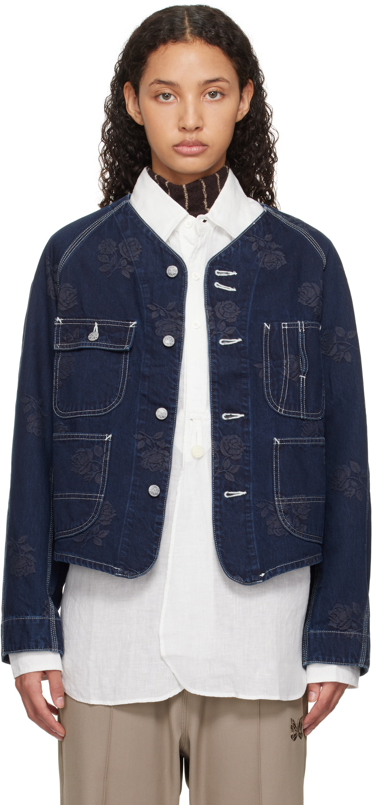 NEEDLES Indigo Short Coverall Denim Jacket Needles