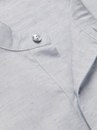 Stòffa - Grandad-Collar Linen and Cotton-Blend Half-Placket Shirt - Gray