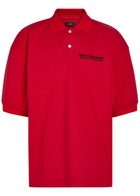 Willy Chavarria Football Logo-embroidered Piqué Cotton Polo Shirt Red