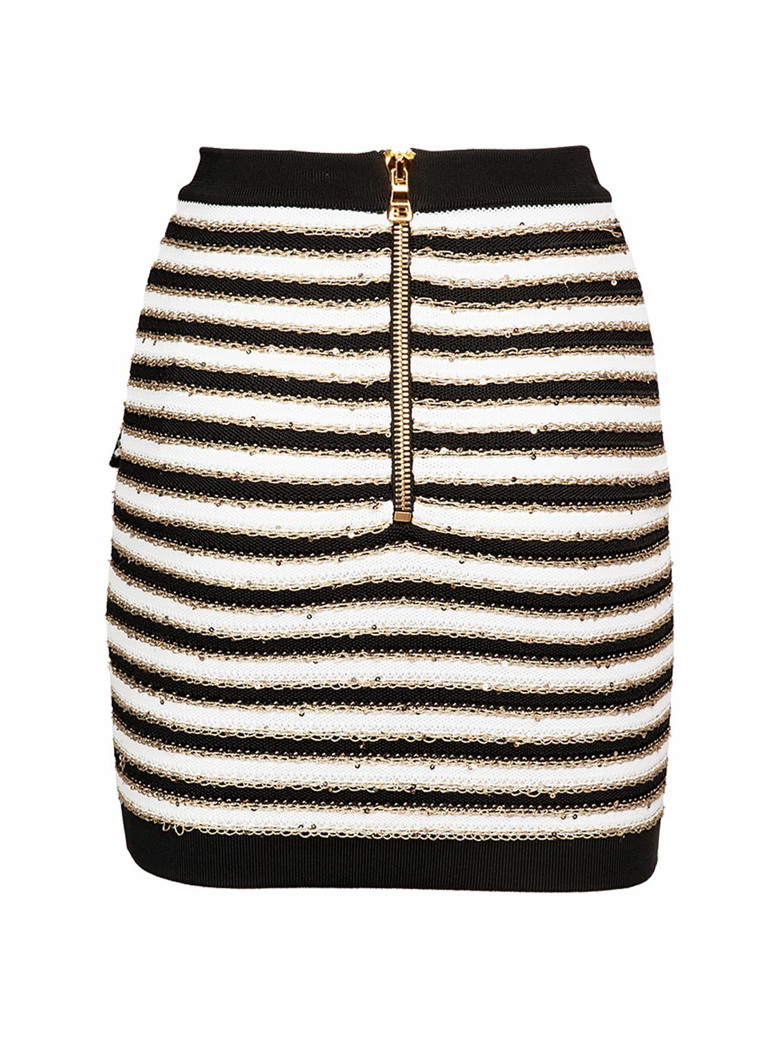 【送料&関税込】Balmain Mini Skirt In White Viscose Blend Pleated monogrammed knit skirt white white - Women | BALMAIN