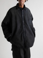 Balenciaga - Logo-Embroidered Padded Denim Overshirt - Black