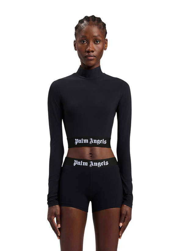 Photo: Palm Angels Classic Logo Long-Sleeved Mockneck Top