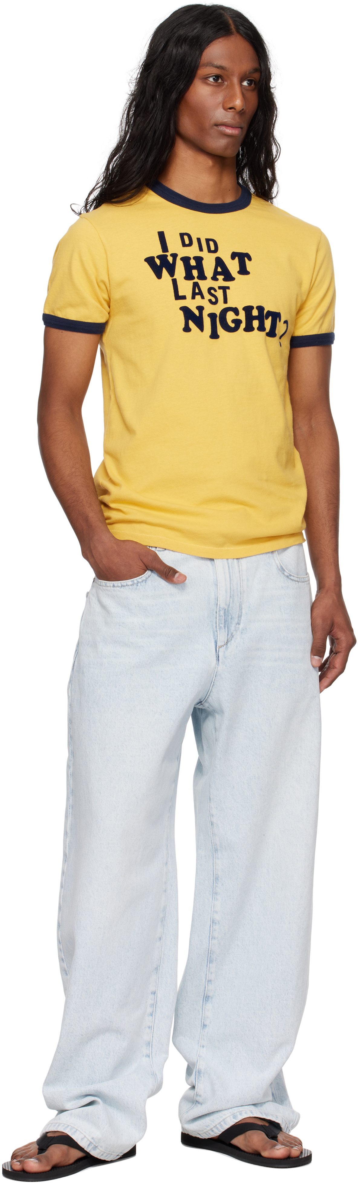 ERL Yellow 'I Did What Last Night' Ringer T-shirt ERL
