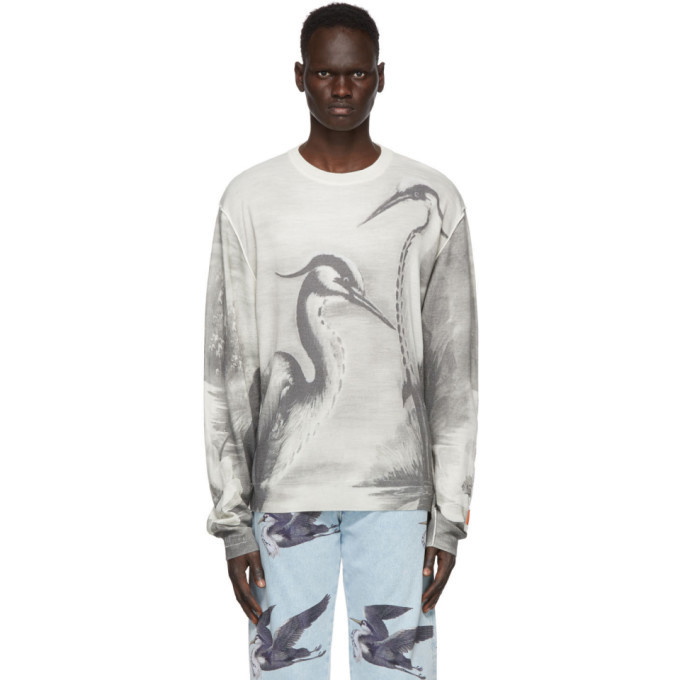 Photo: Heron Preston Beige and Black Heron Panel Sweater