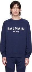 Balmain Navy Flocked Sweatshirt