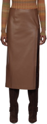 Olēnich Brown Cutout Faux-Leather Midi Skirt