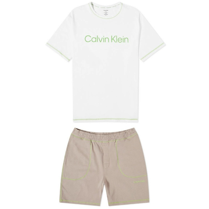 Photo: Calvin Klein Men's Future Shift Short Sleeve Lounge Set in White/Grey