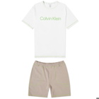 Calvin Klein Men's Future Shift Short Sleeve Lounge Set in White/Grey