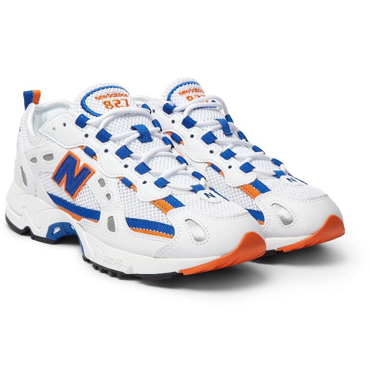 Photo: New Balance - 827 Webbing-Trimmed Faux Leather and Mesh Sneakers - White