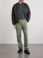 Hartford - Fatigue Straight-Leg Herringbone Cotton Trousers - Green