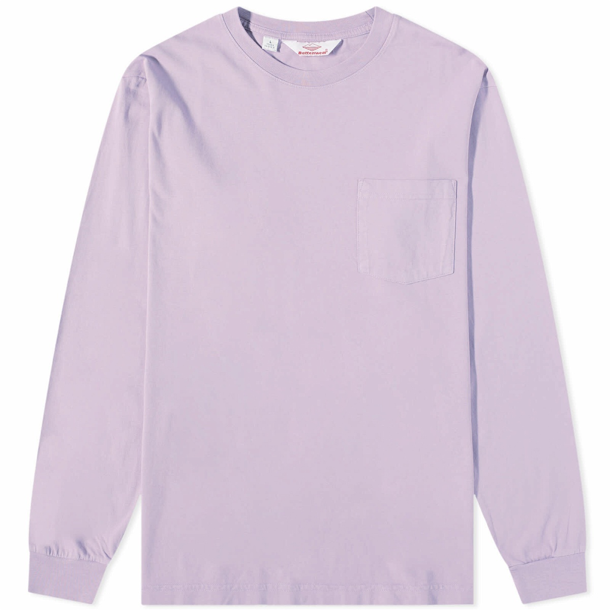 Photo: Battenwear Men's Long Sleeve Pocket T-Shirt in Lavender