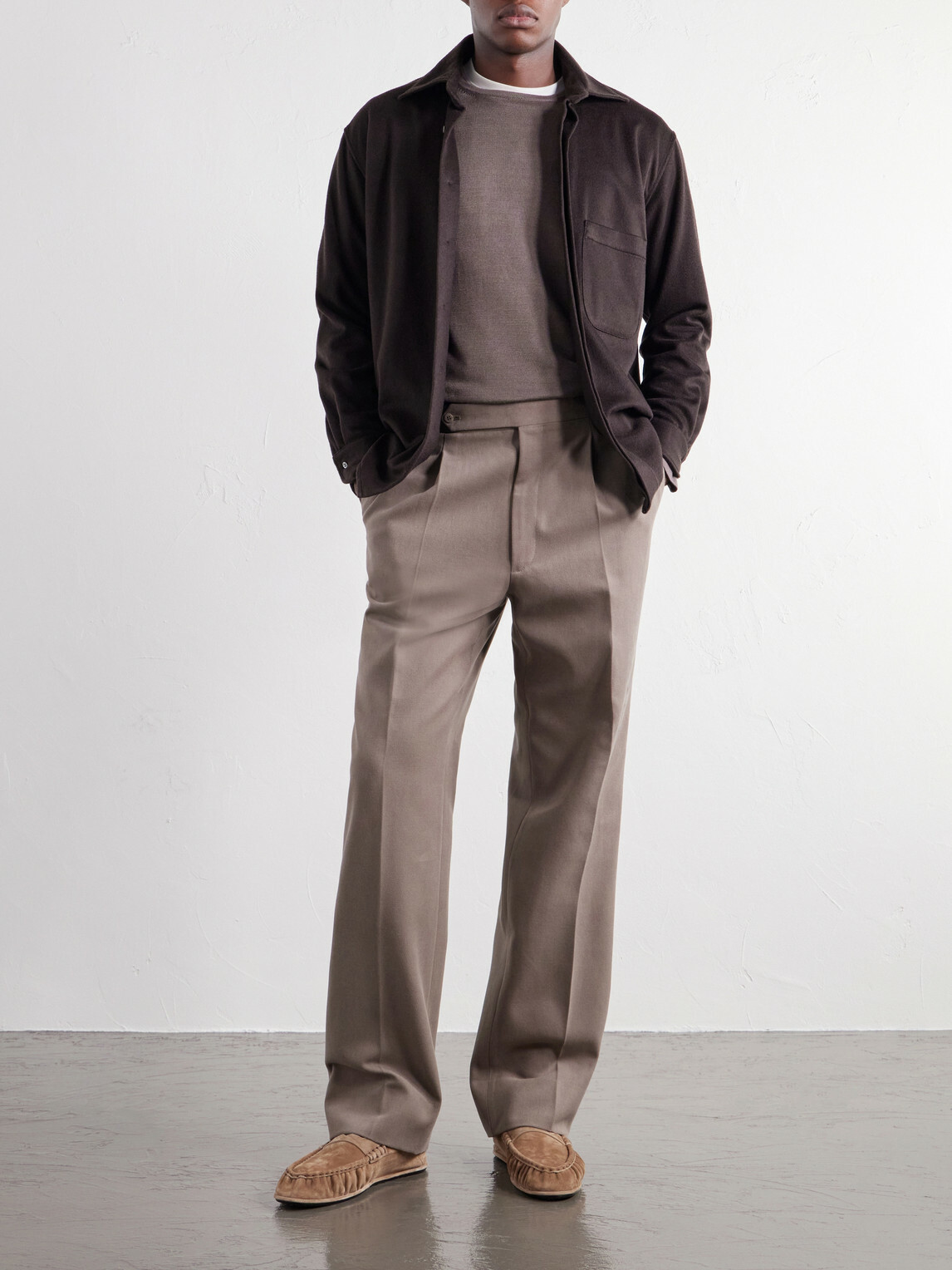 Stòffa - Wool And Silk-Blend T-Shirt - Brown