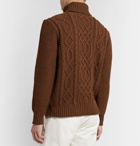 Inis Meáin - Celebration Cable-Knit Merino Wool Rollneck Sweater - Brown