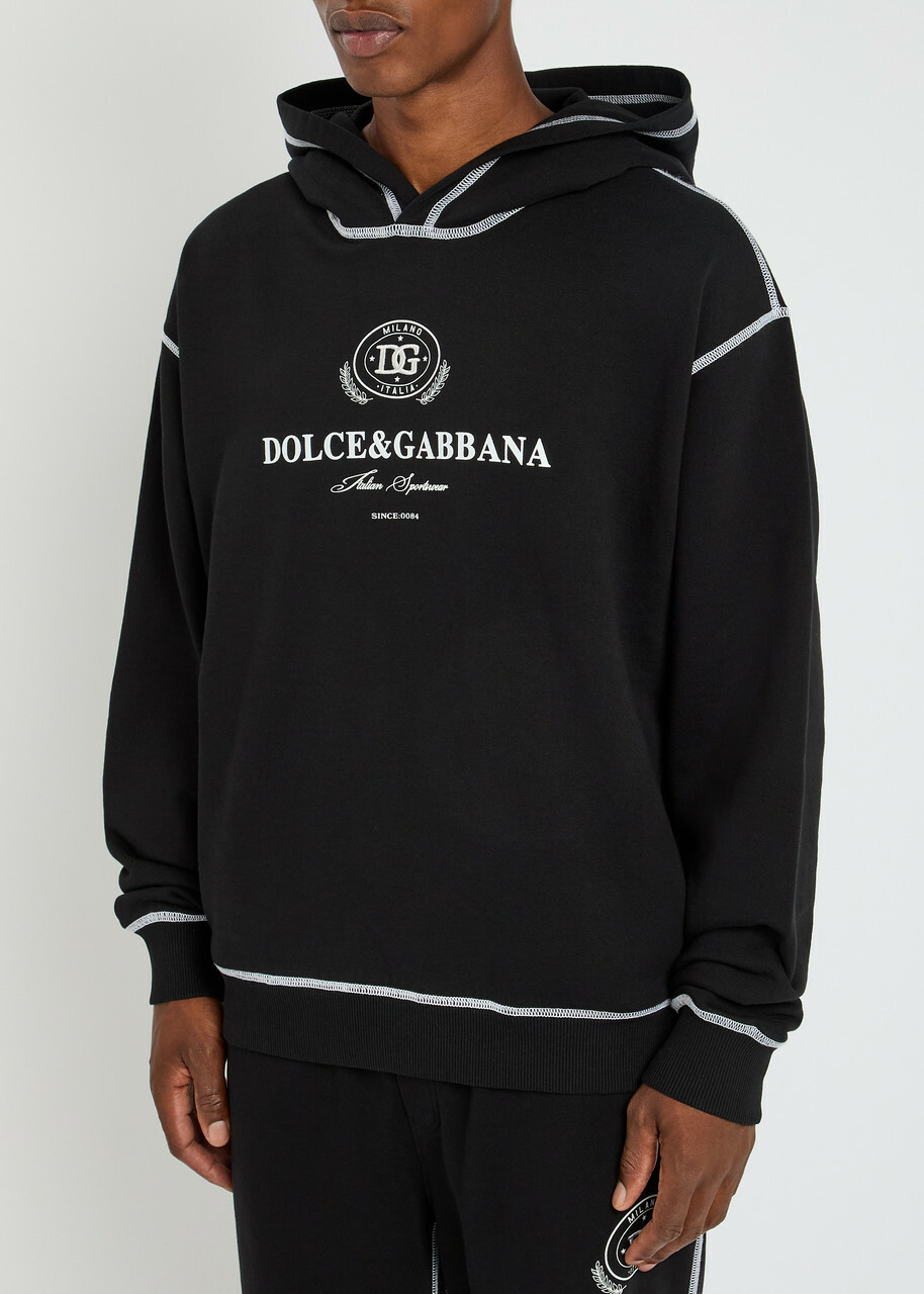Dolce & Gabbana Logo-embroidered Cotton Sweatshirt Black