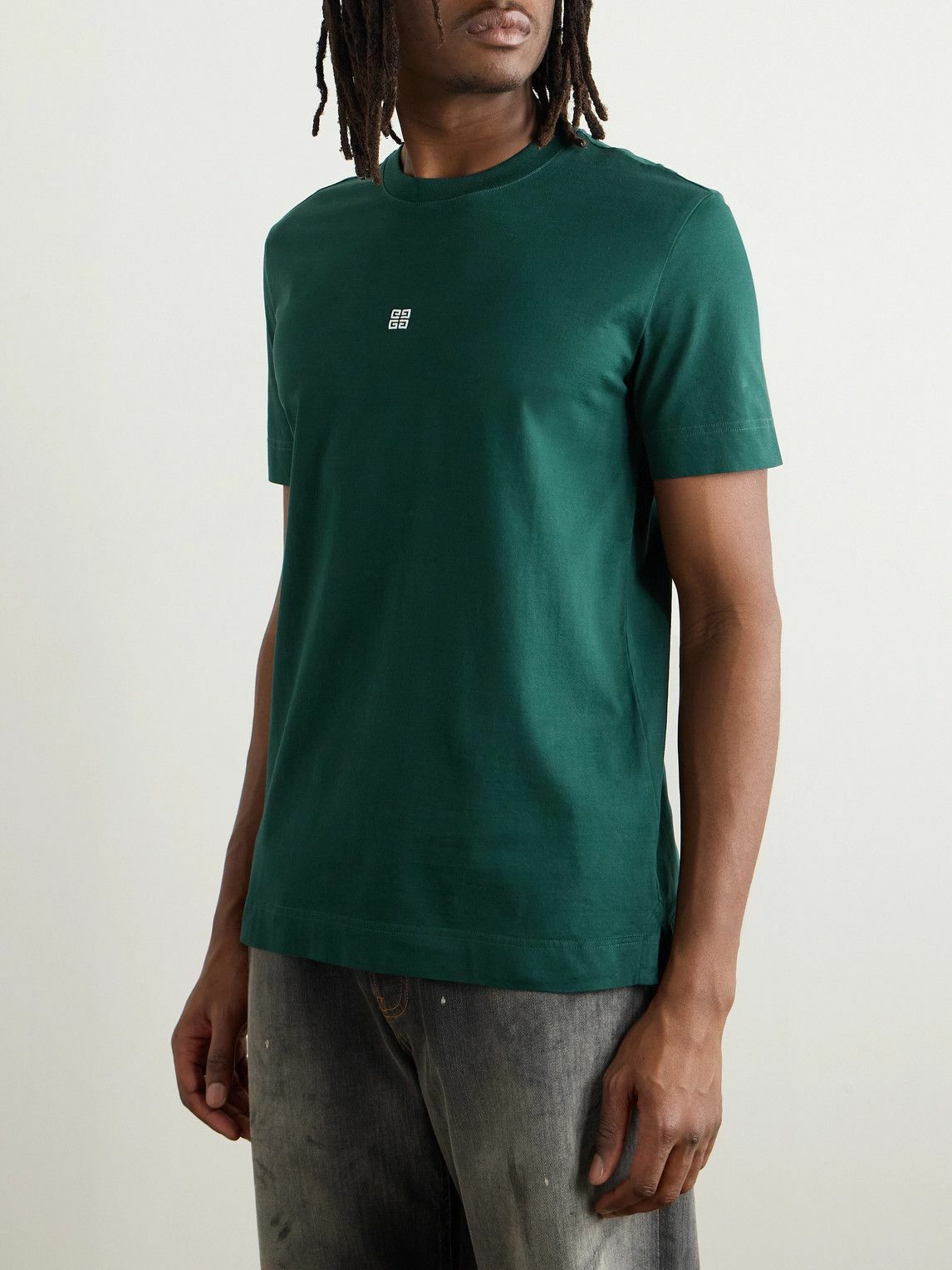 Givenchy - Logo-Embroidered Cotton-Jersey T-Shirt - Green Givenchy