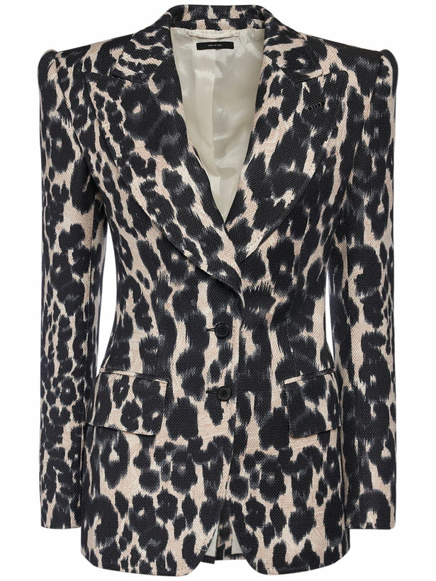 Photo: TOM FORD Leo Hopsack Print Fitted Jacket