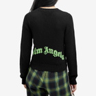 Palm Angels Women's Curved Logo Sweater in Black/Lime
