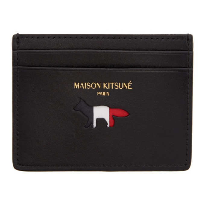 Photo: Maison Kitsune Black Tricolor Logo Card Holder