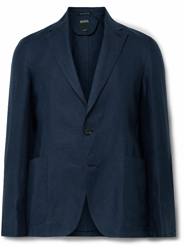 Photo: Zegna - Slim-Fit Oasi Lino Twill Suit Jacket - Blue