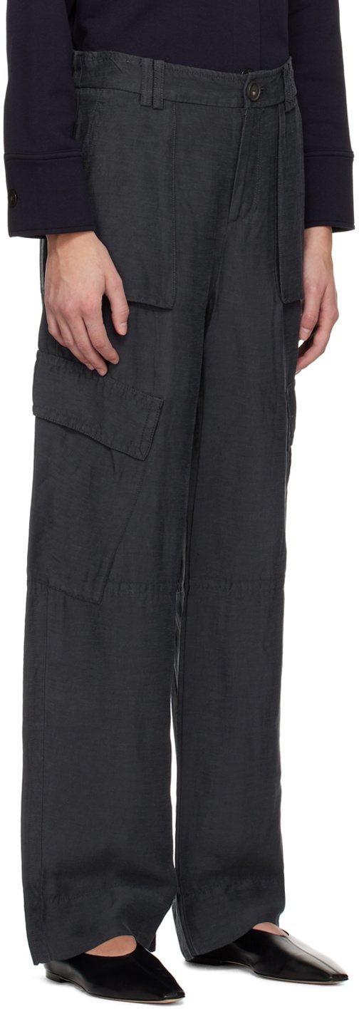 Navy Wide-Leg Trousers