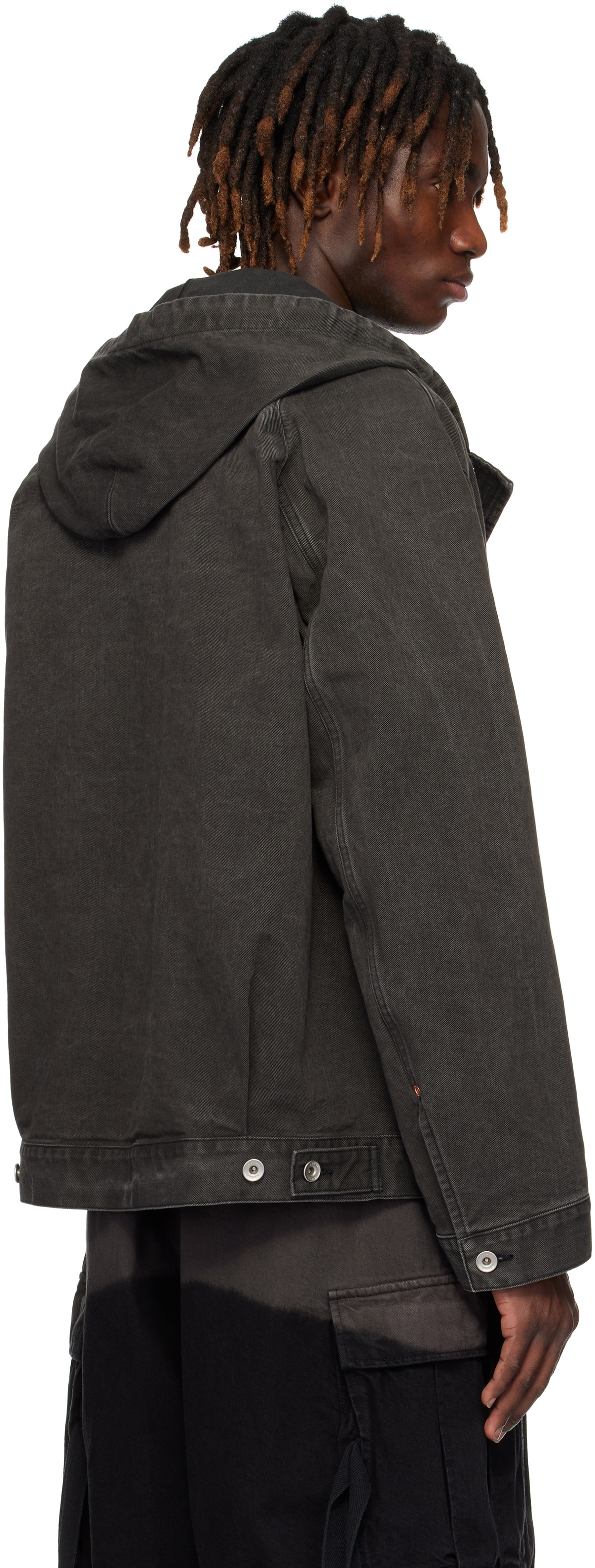 sacai Gray Hooded Denim Jacket Sacai