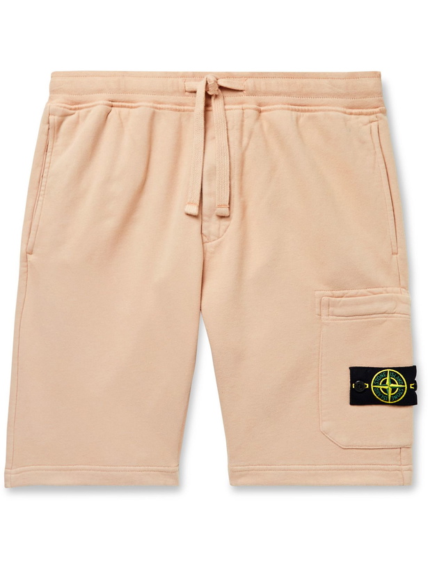 Photo: Stone Island - Logo-Appliquéd Cotton-Jersey Drawstring Shorts - Pink