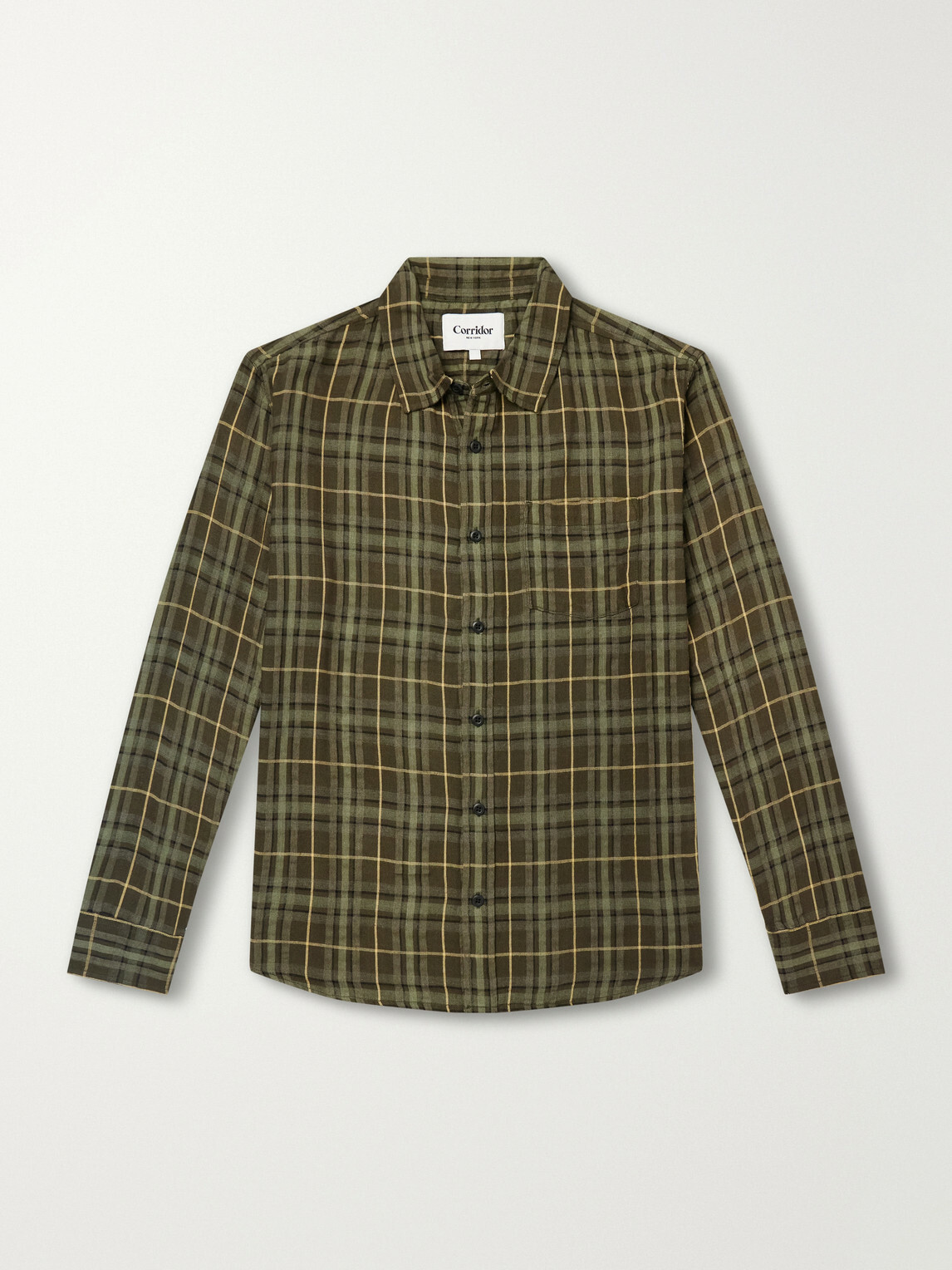 Corridor - Crinkled Checked Cotton-Blend Shirt - Green