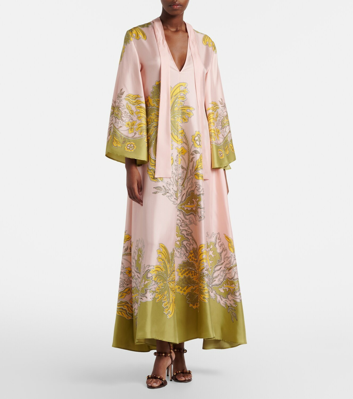 La DoubleJ Magnifico floral silk twill maxi dress