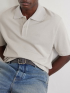 LOEWE - Anagram-Embroidered Cotton-Piqué Polo Shirt - Gray