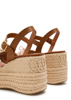 Chloe Isla Striped Woven and Leather Wedge Sandals Pink