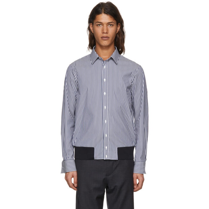 Photo: Neil Barrett Blue and White Striped Blouson Shirt