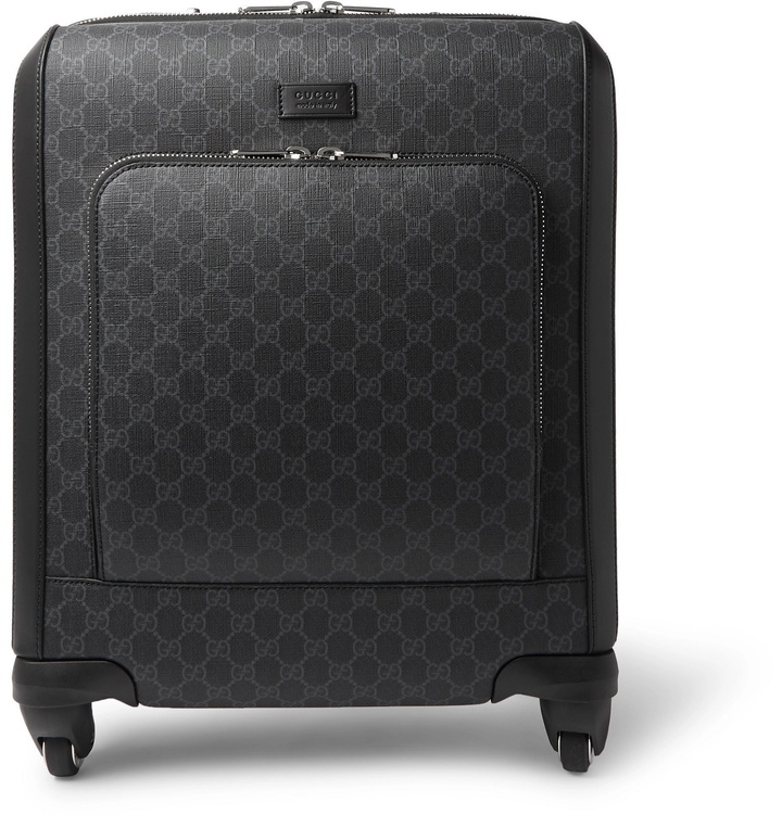 Photo: Gucci - Gran Turismo Leather-Trimmed Monogrammed Coated-Canvas Carry-On Suitcase - Black