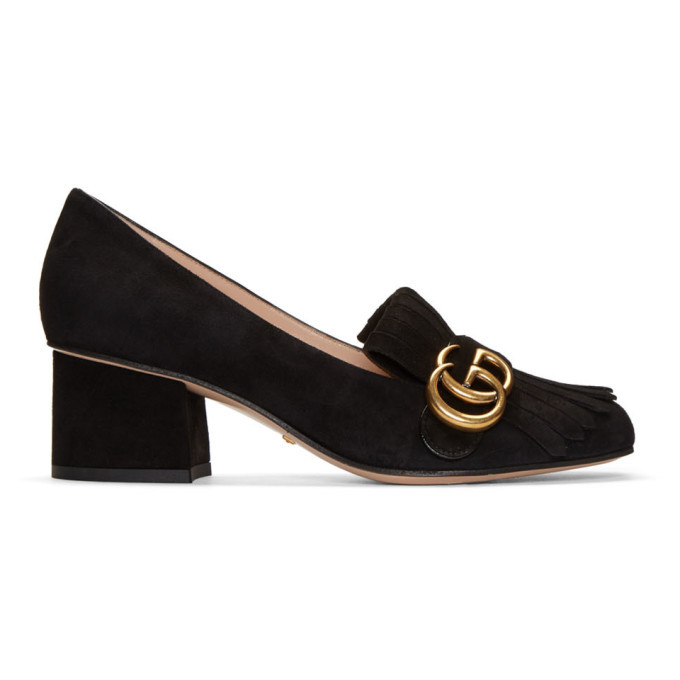 Gucci Black Fringe Marmont Loafer Heels Gucci display picture 2