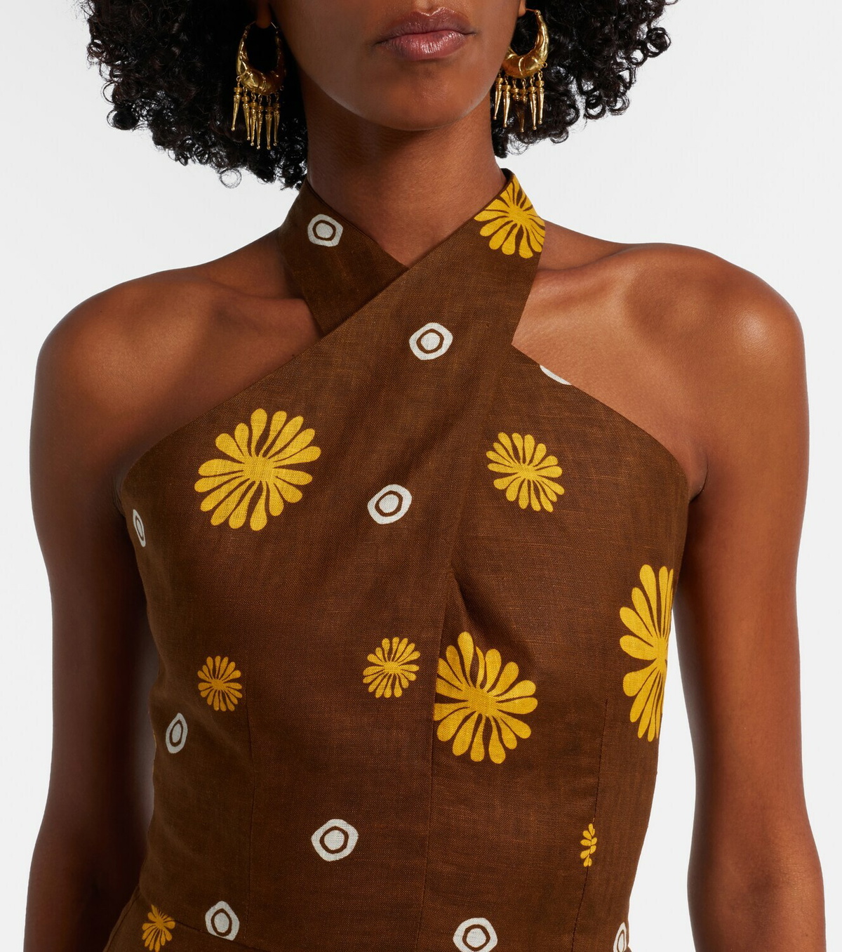 Cala de la Cruz Venta halterneck floral minidress